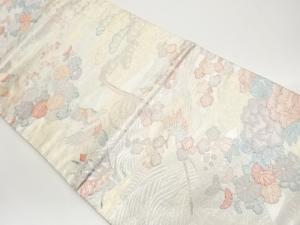 本金箔花々に几帳・鳥・松模様織出し袋帯